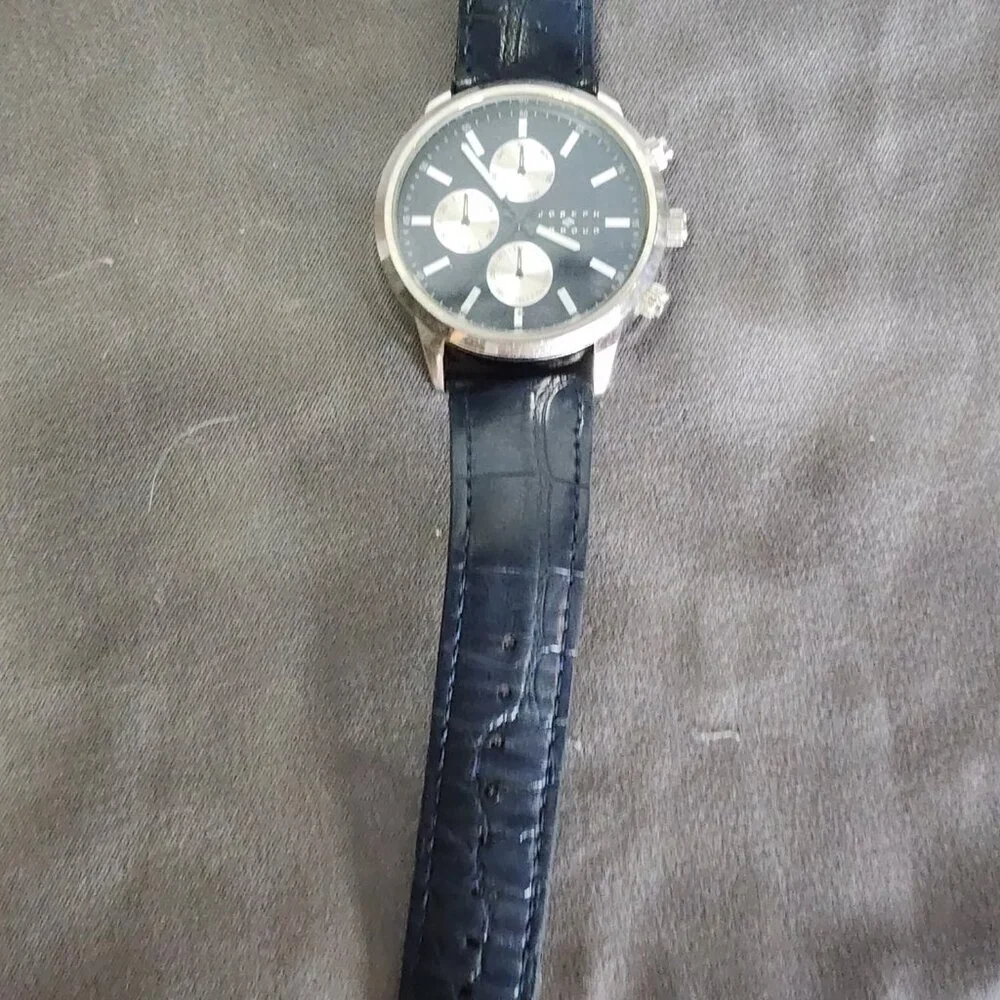 Joseph Abboud Navy Blue Three Dial Japan Movement AB/5042SV Vegan Leather Watch